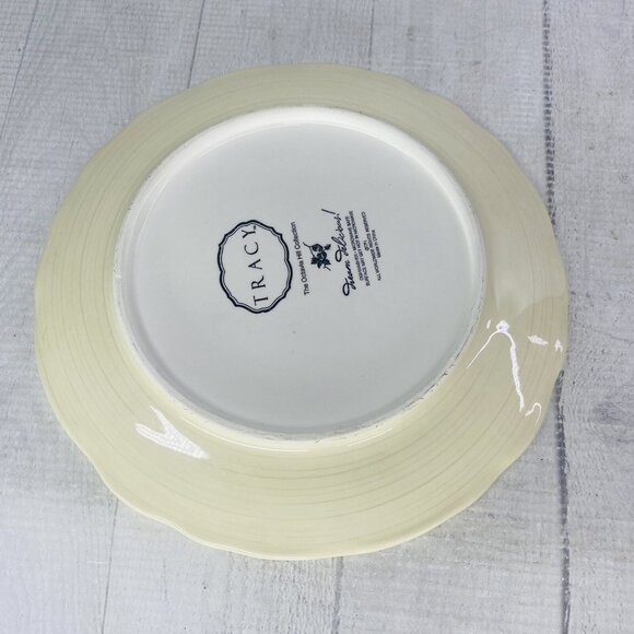 Tracy OCTAVIA HILL Solid Cream Twisted Rope Edge Ceramic 8" Salad Plates Set 4 - Picture 3 of 16